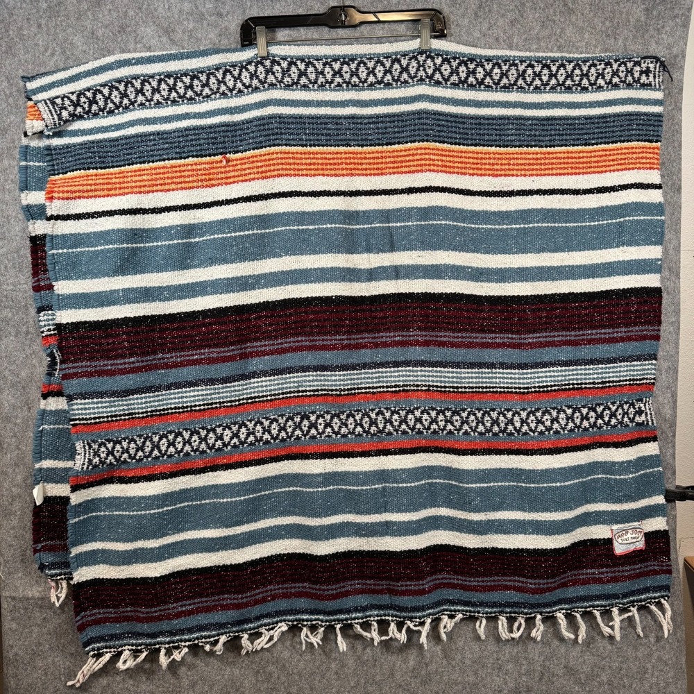 Vintage Earth Ragz Ron Jon Blanket Throw Mexico Striped Drug Rug Tassle